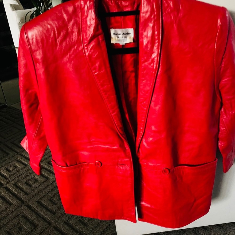 Red Leather Jacket/Blazer Size 10 Girls.